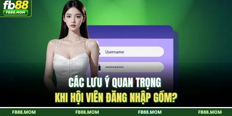Các lưu ý quan trọng khi hội viên đăng nhập gồm?